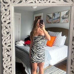 Zebra Print Strapless Mini Dress